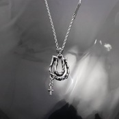 OPEN HORSESHOE LARGE with CROSS #2 with GODSIZE® I.D. TAG NECKLACE XL / オープンホースシューラージ ウィズ クロス #2ネックレス ゴッドサイズ® I.D.タグXL