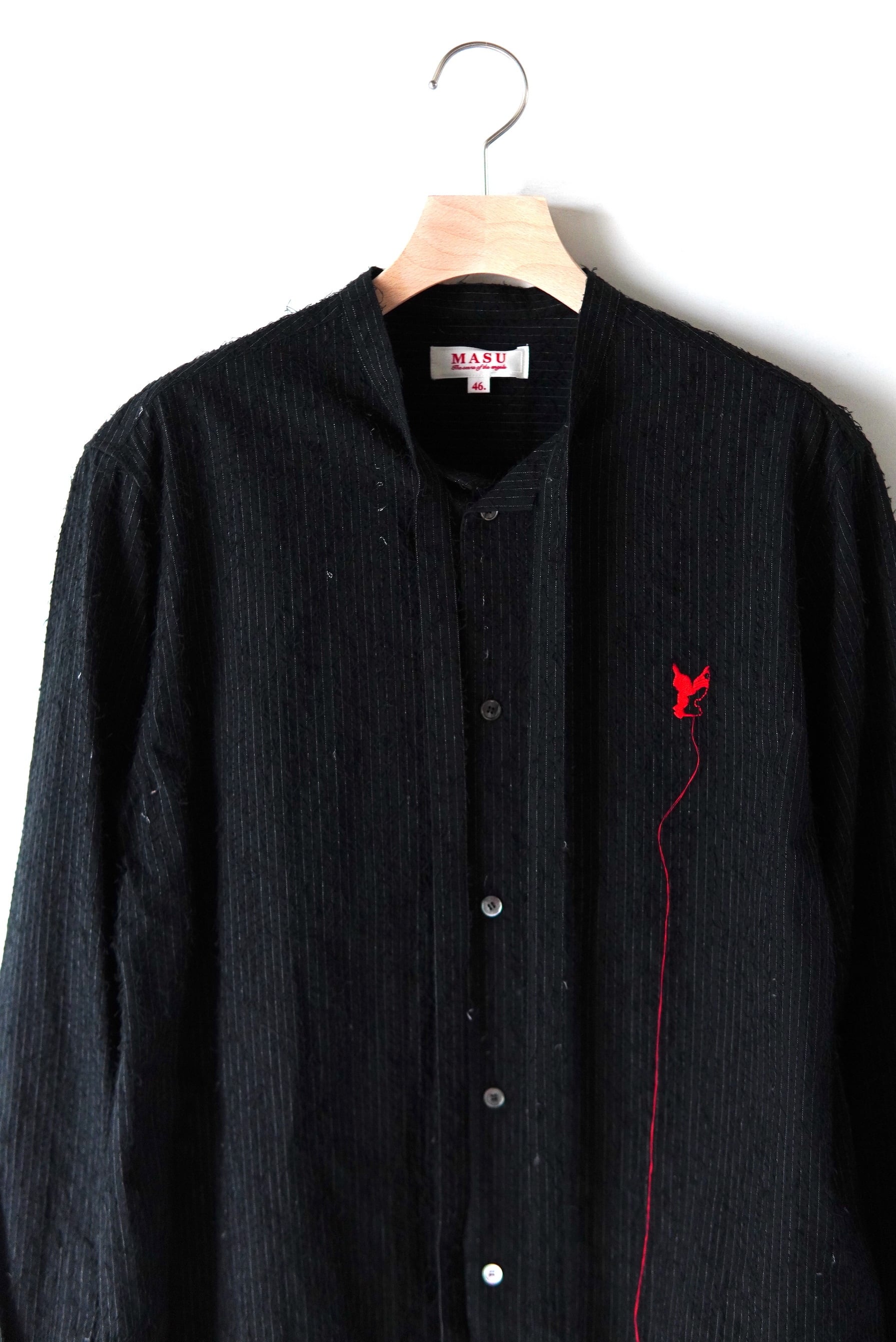 トップス MASU SHAGGY STRIPE BOW TIE SHIRT - BLACK MASU / SHAGGY STRIPE BOW TIE SHIRT | POETRY