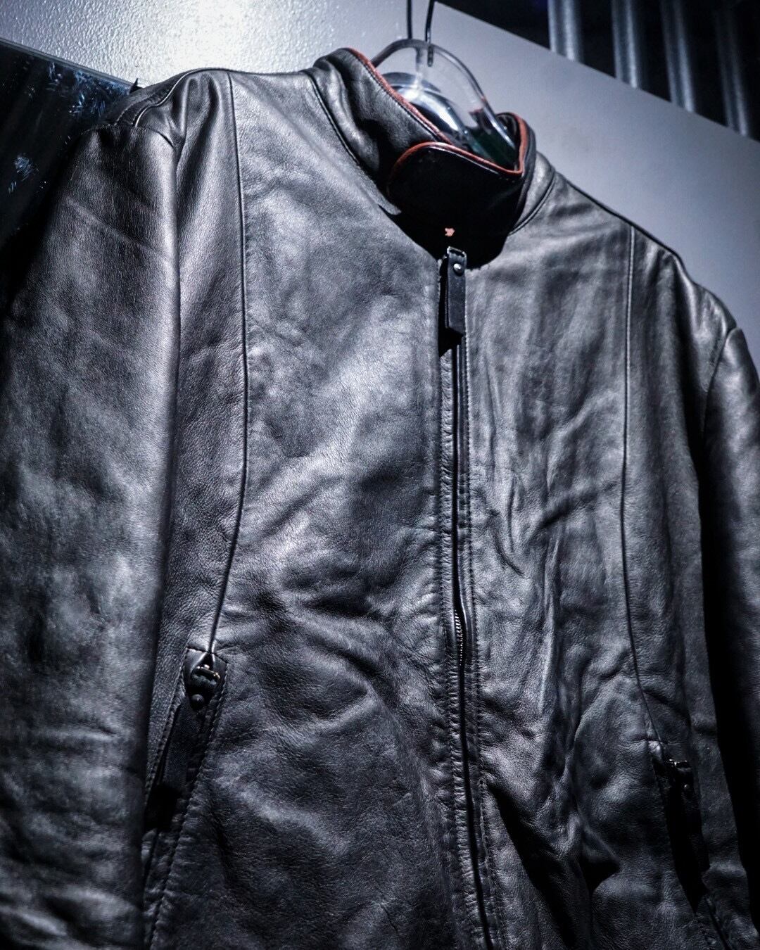add (C) vintage】“DIESEL Style Lab” Zip Gimmick Leather Jacket