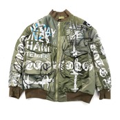 【bomber022】XLsize 再構築中綿入りペイントボンバー painting BOMBER JACKET