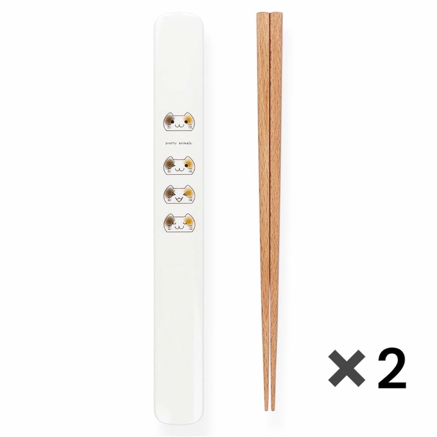 2個でお得 「日本製 みけねこの箸箱・木箸セット 2個セット」食洗器対応 送料無料