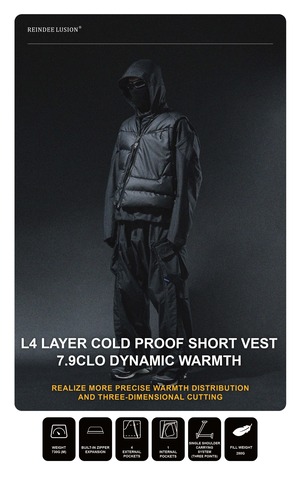 REINDEE LUSION 25AW プリマロフトゴールド ダイアゴナルジップ 防水キルトベスト