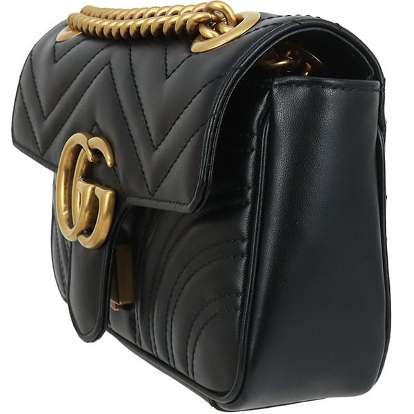 Used GUCCI グッチ ショルダーバッグ GGマーモント スモール ブラック
