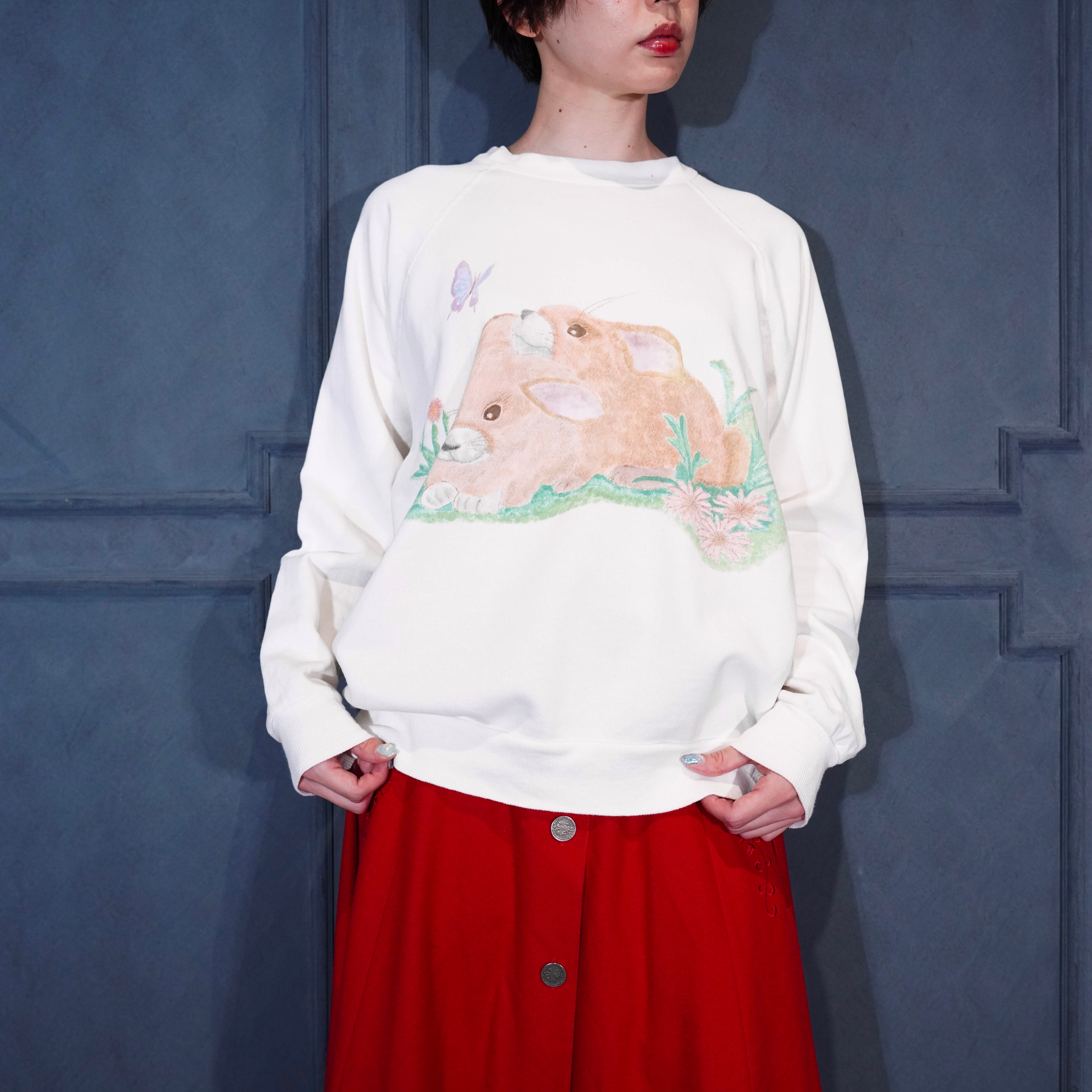 90's USA VINTAGE RABBIT PRINT DESIGN SWEAT SHIRT/90年代