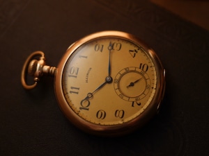【ILLINOIS】 1910s イリノイ 懐中時計 ゴールドダイヤル 金張りケース  OH /   Vintage pocket watch