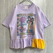 【Re:make】フリルショートTシャツ パステルパープル×イエロー×花柄