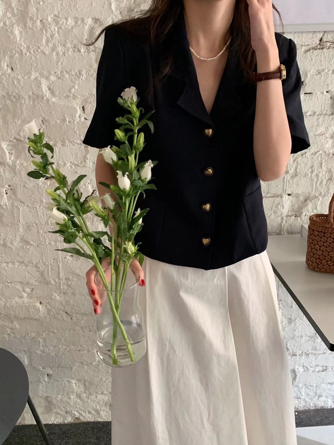 ボタンジャケット サマーカジュアル薄手 夏物 ビッグFスモールZ韓国46985711870