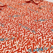 美品 adabat アダバット ゴルフ 総柄 メッシュ 半袖 ポロシャツ 46/M /オレンジ/メンズ/ワールド