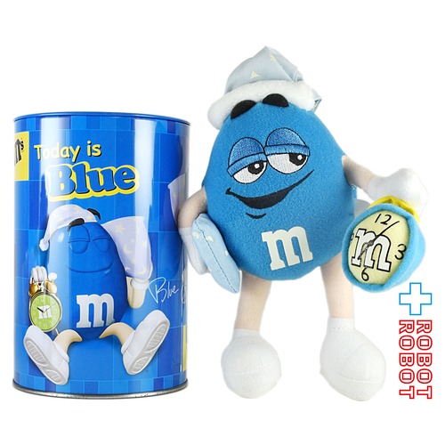 M&M's ブルー ナイトキャップ エムアンドエムズ  ぬいぐるみ人形 缶入