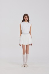 GOXO ゴーエックスオー クラシックロゴ バンディング シフォンスカート ホワイト