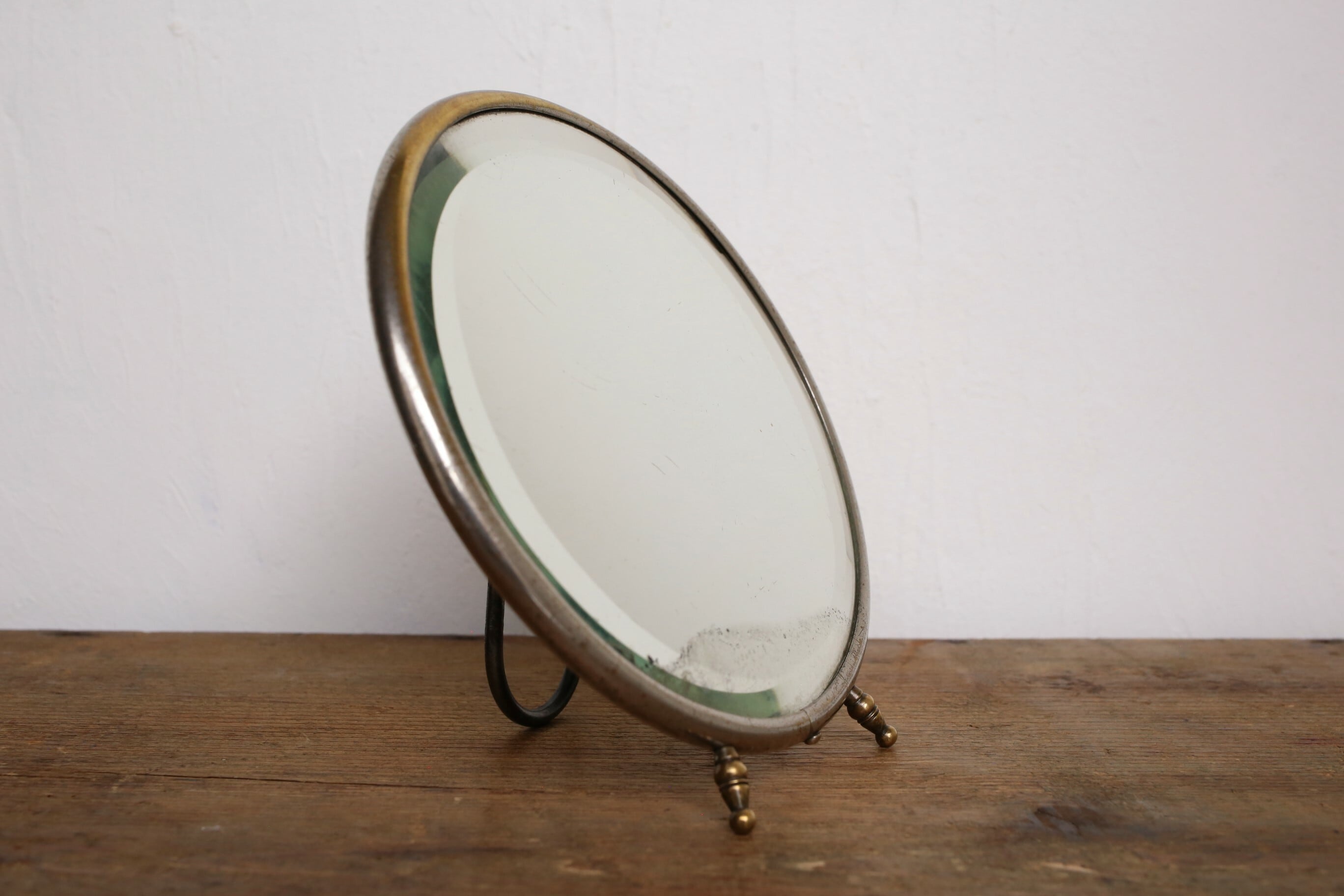 フランス アンティーク ヴィンテージ ラウンドミラー 置き鏡 手鏡