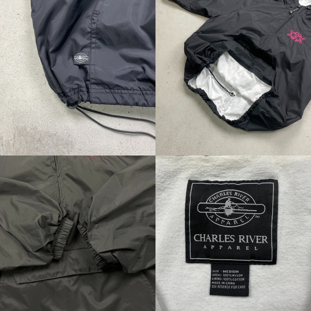 CHARLES RIVER APPAREL ナイロンアノラックパーカー ワンポイント刺繍 
