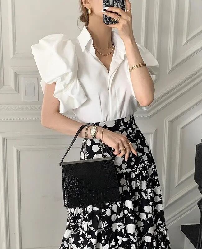 2color / ボリュームスリーブブラウス