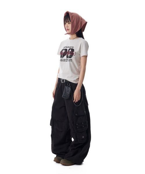 ☆aespa カリナ 着用！！【AAKAM】98 Knee Pin-Tuck Contrast Cargo