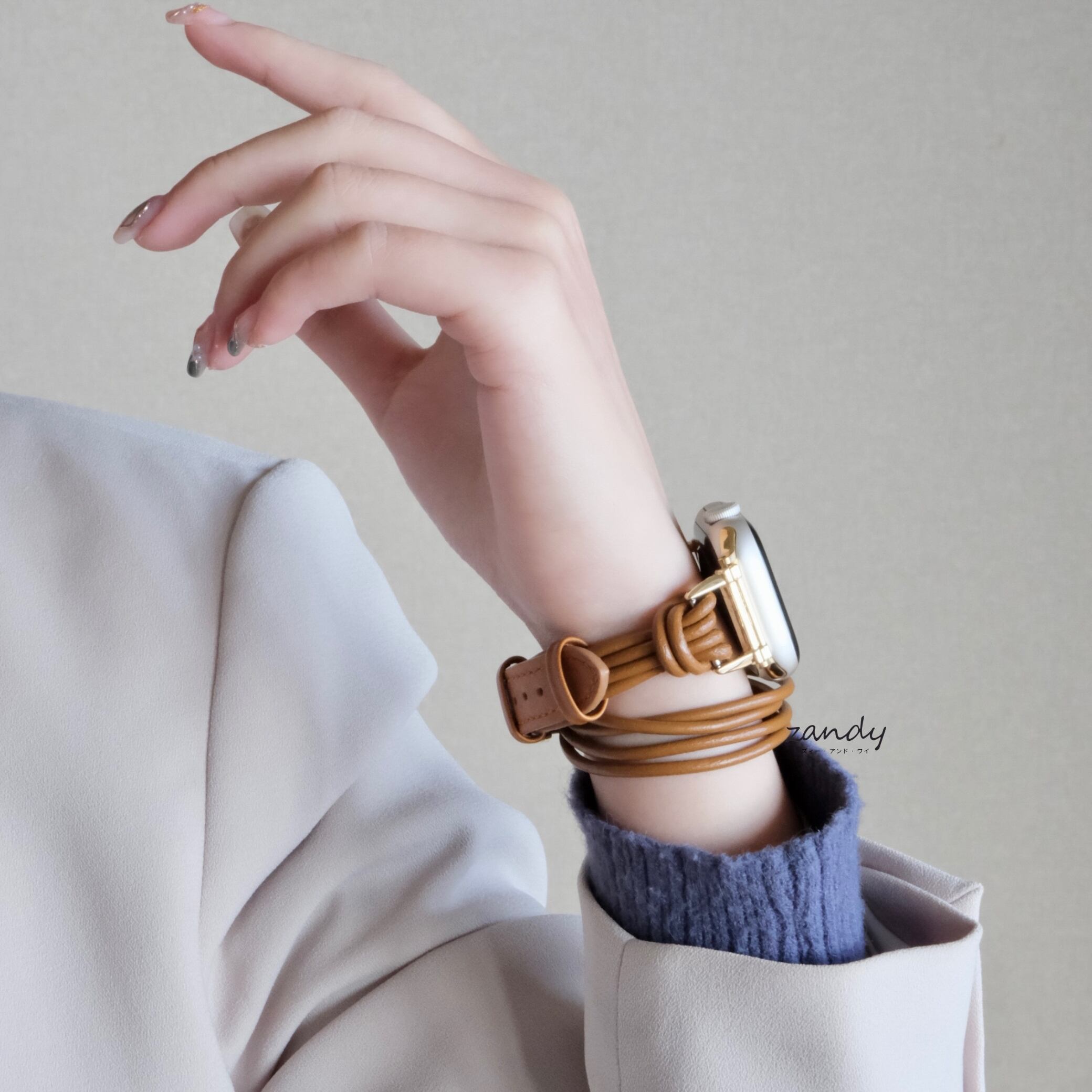 ダブルループバンド】B048 アップルウォッチバンド レザーベルト 二重