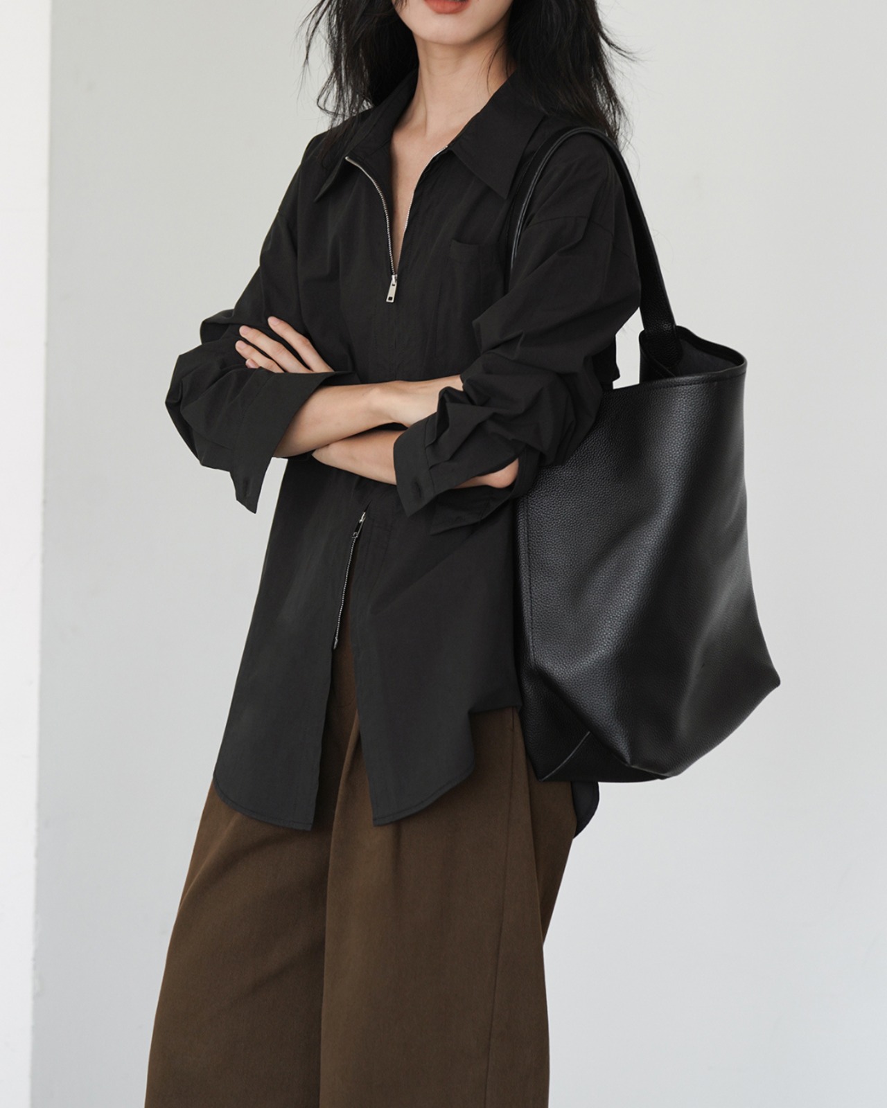 フロントジップオーバーサイズシャツ  A0008 - 5