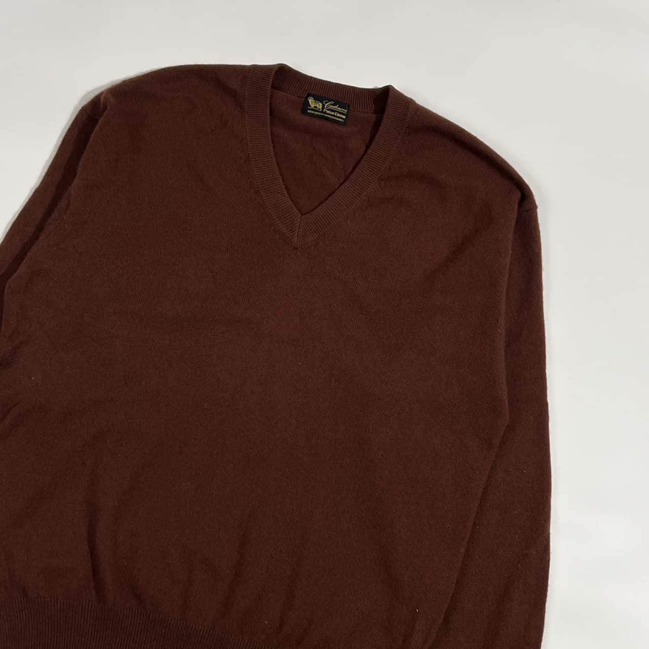 カシミヤ100% CASHMERE カシミヤ Vネック ニット セーター /ブラウン系 メンズ