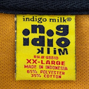 【indigo milk】ビッグサイズ ポロシャツ XXL ボーダー マスタード US古着 アメリカ古着