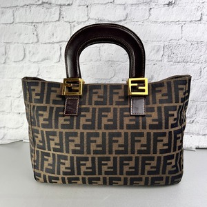 FENDI フェンディ ズッカ キャンバス ハンドバッグ ブラウン A-13700