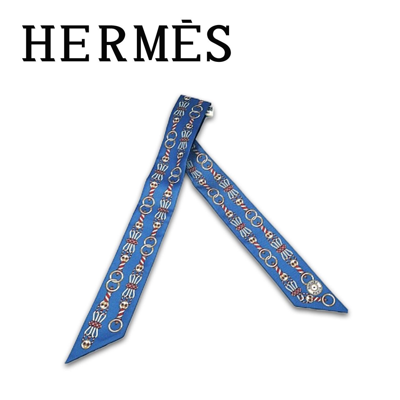 HERMES エルメス ツイリー Twilly Ex Libris シルクマルチカラー 5 x