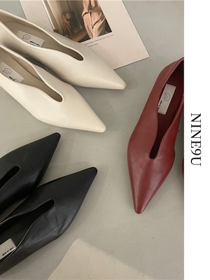 pointed-toe v-cut soft pumps 3color【NINE7497】