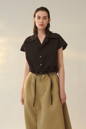 Open Collar Cropped Shirt / C/PEグログラン / U732-B04-001