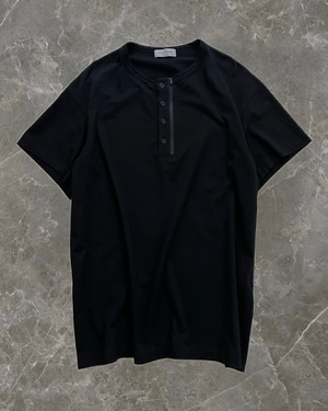 "Yohjiyamamoto pour homme" neck zip＆button henry neck T-shirt