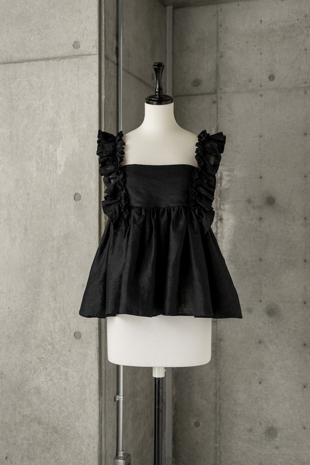 linen frill camisole(black) 4月下旬頃〜5月上旬頃発送