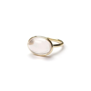 S925 OVAL STONE RING GOLD -Rose Quartz-