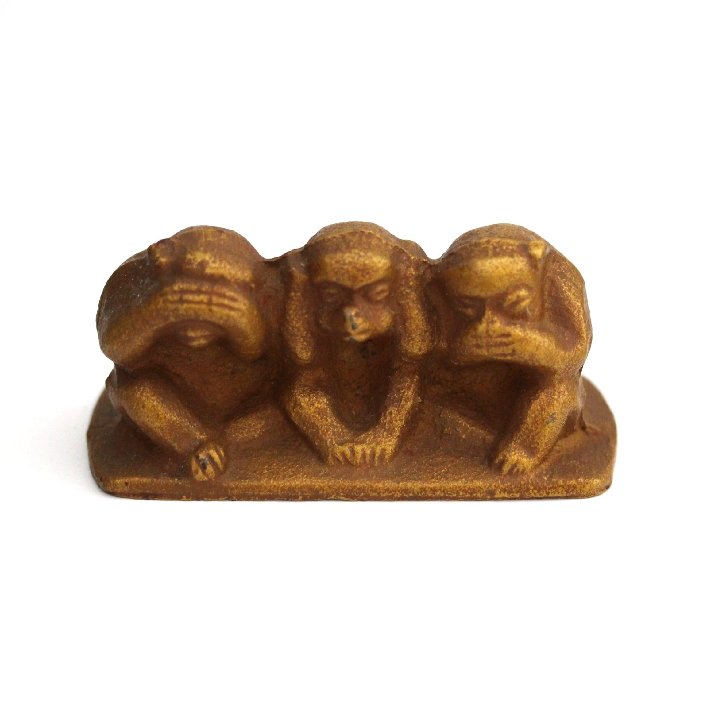鋳鉄の三猿（見ざる聞かざる言わざる）w8.7cm Japanese Cast Iron