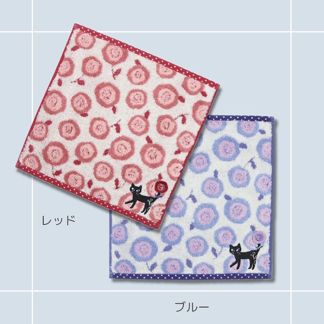 ☆タオルハンカチ｜ロージーキャット ハンドタオル猫雑貨 猫柄 猫グッズ 無撚糸 ふわふわ プレゼント プチギフト 贈り物