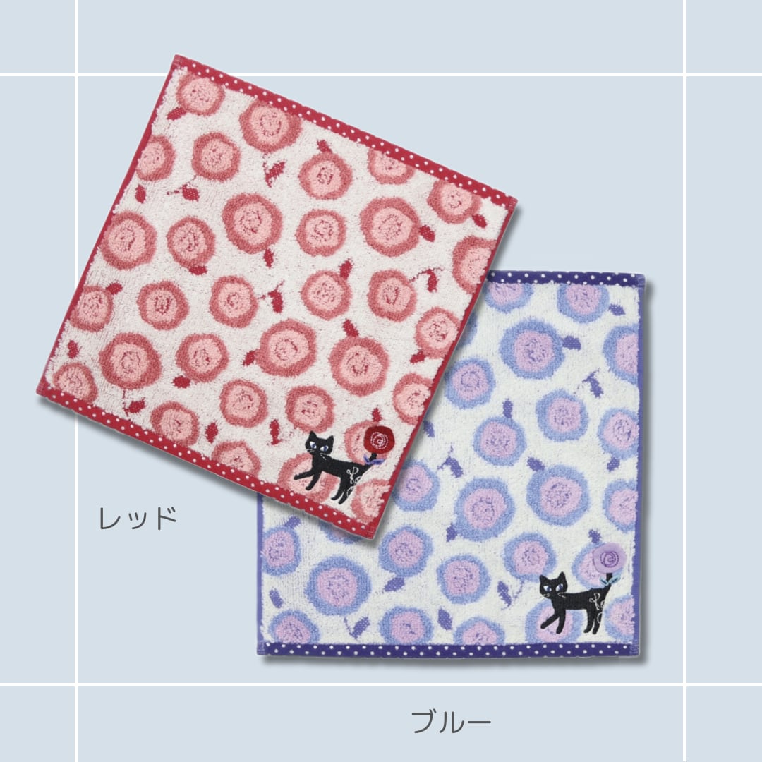 ☆タオルハンカチ｜ロージーキャット ハンドタオル猫雑貨 猫柄 猫グッズ 無撚糸 ふわふわ プレゼント プチギフト 贈り物