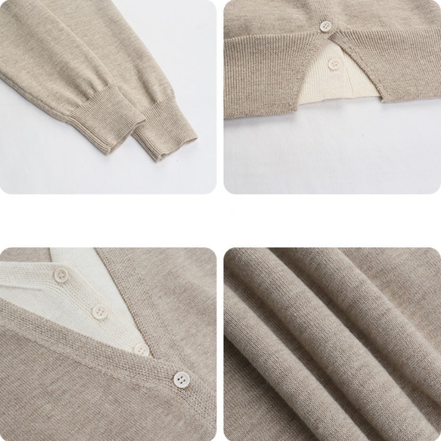 layered v-neck knit cardigan　J00427