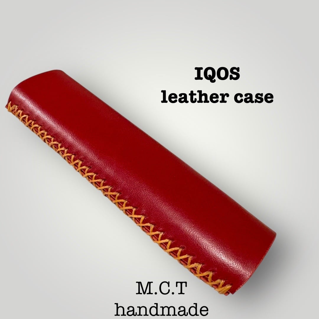 国産レザー iQOSケース 赤 アイコスケース イルマ シンプル 手縫い