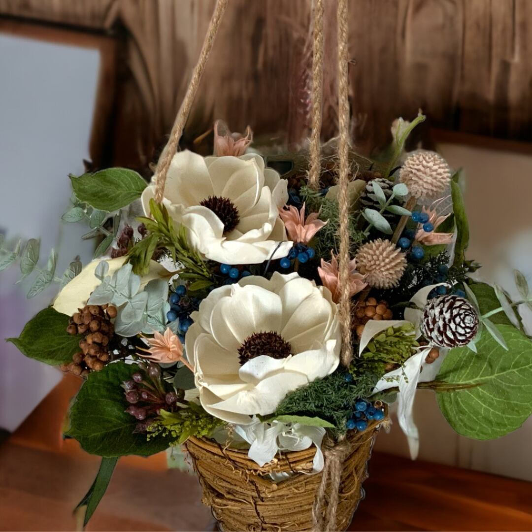 ナチュラルバスケットハンギング | FlowerPalette.shop 