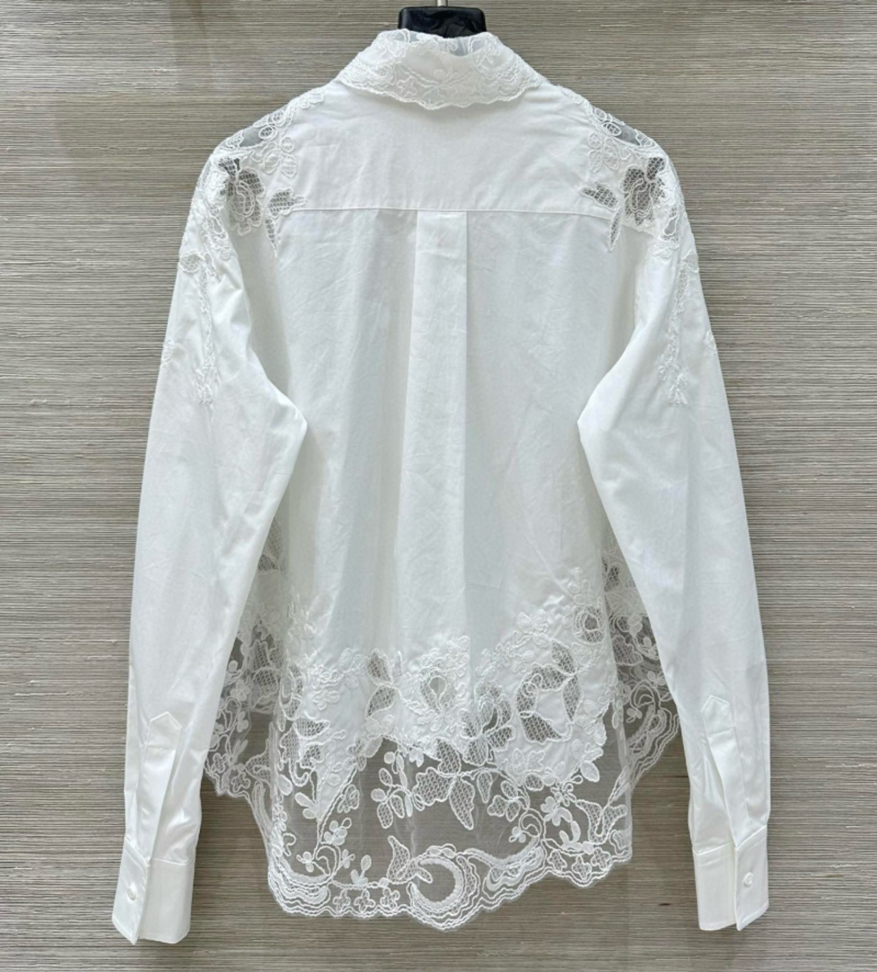 刺繍レース 前短後長 透け感ブラウス