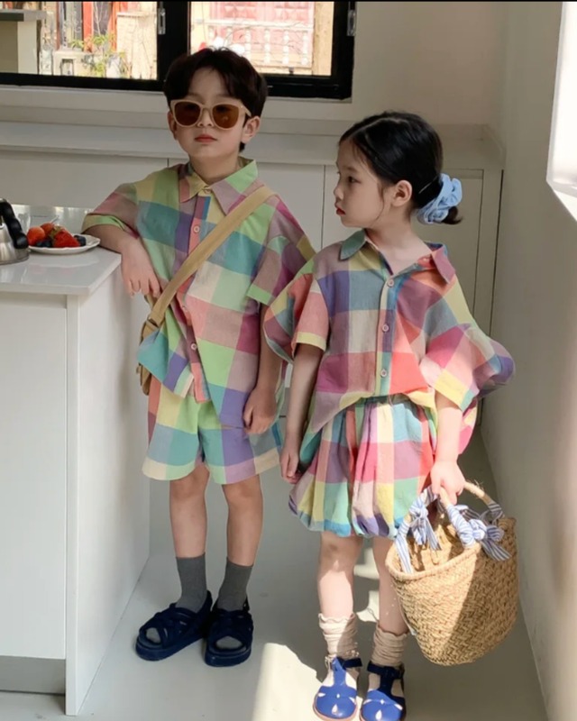 大柄チェックセットアップ