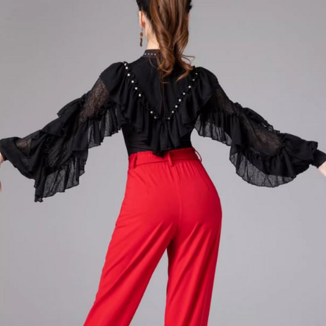 フリルスリーブ・エレガントトップス(レオタードタイプ) ds0120