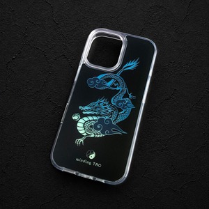龍 ネオンサンド 蓄光 iPhoneケース［ブルー］〈暗闇で光る ドラゴン〉