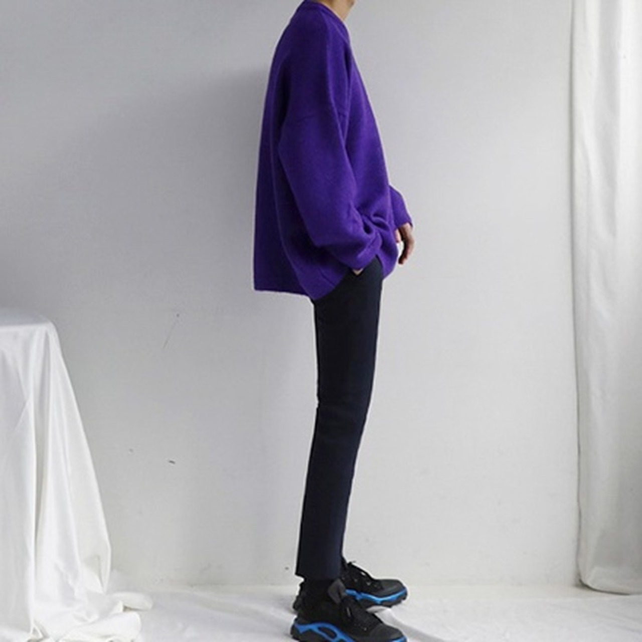 シンプルモードラウンドネックニット　993