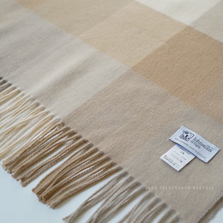 国内正規品・日本別注】ジョンストンズ ベージュブロックチェック