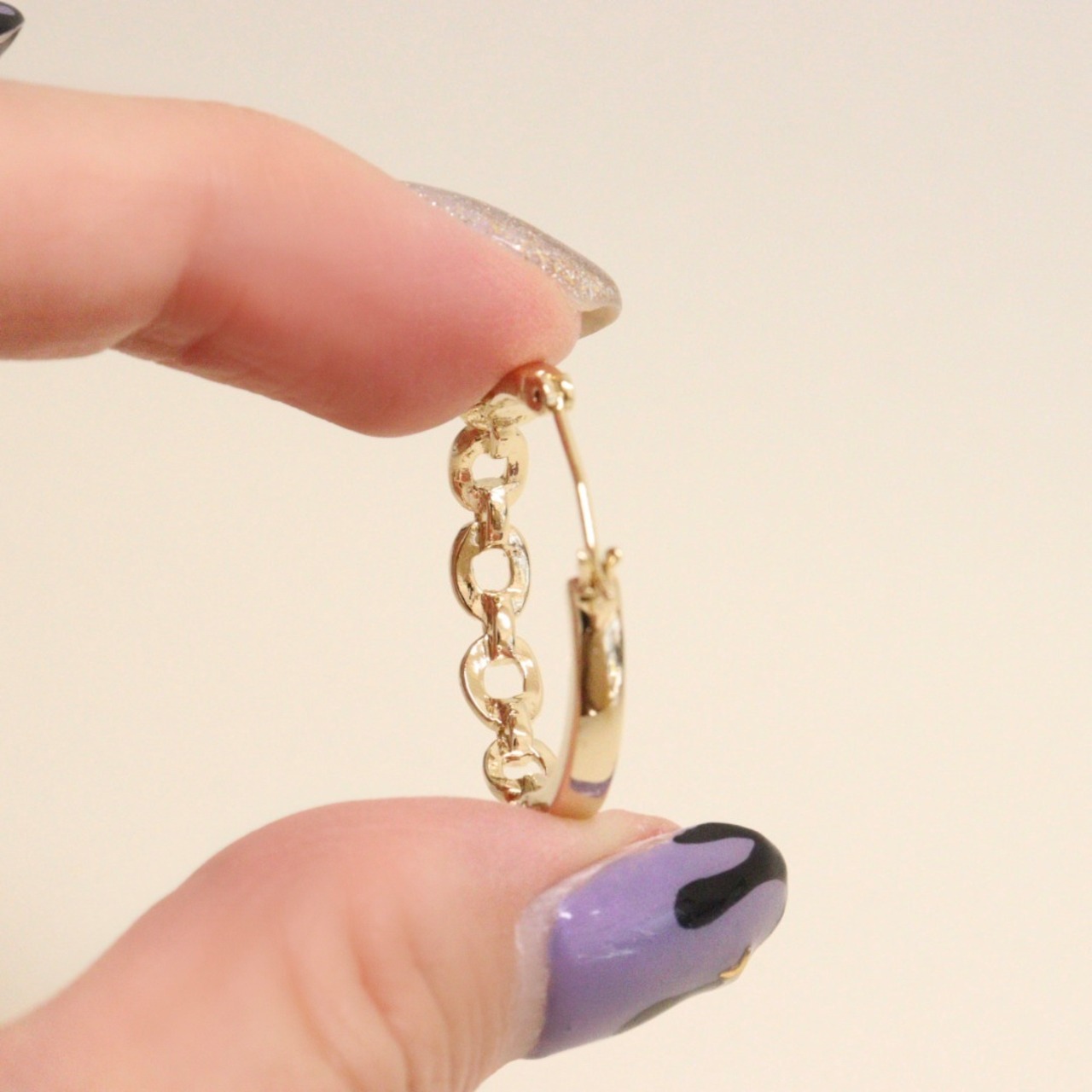 チェーンフープピアス ニッケルフリーポスト 低アレルギー bittersweet