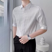 3/4 sleeve pointed collar shirt 00332