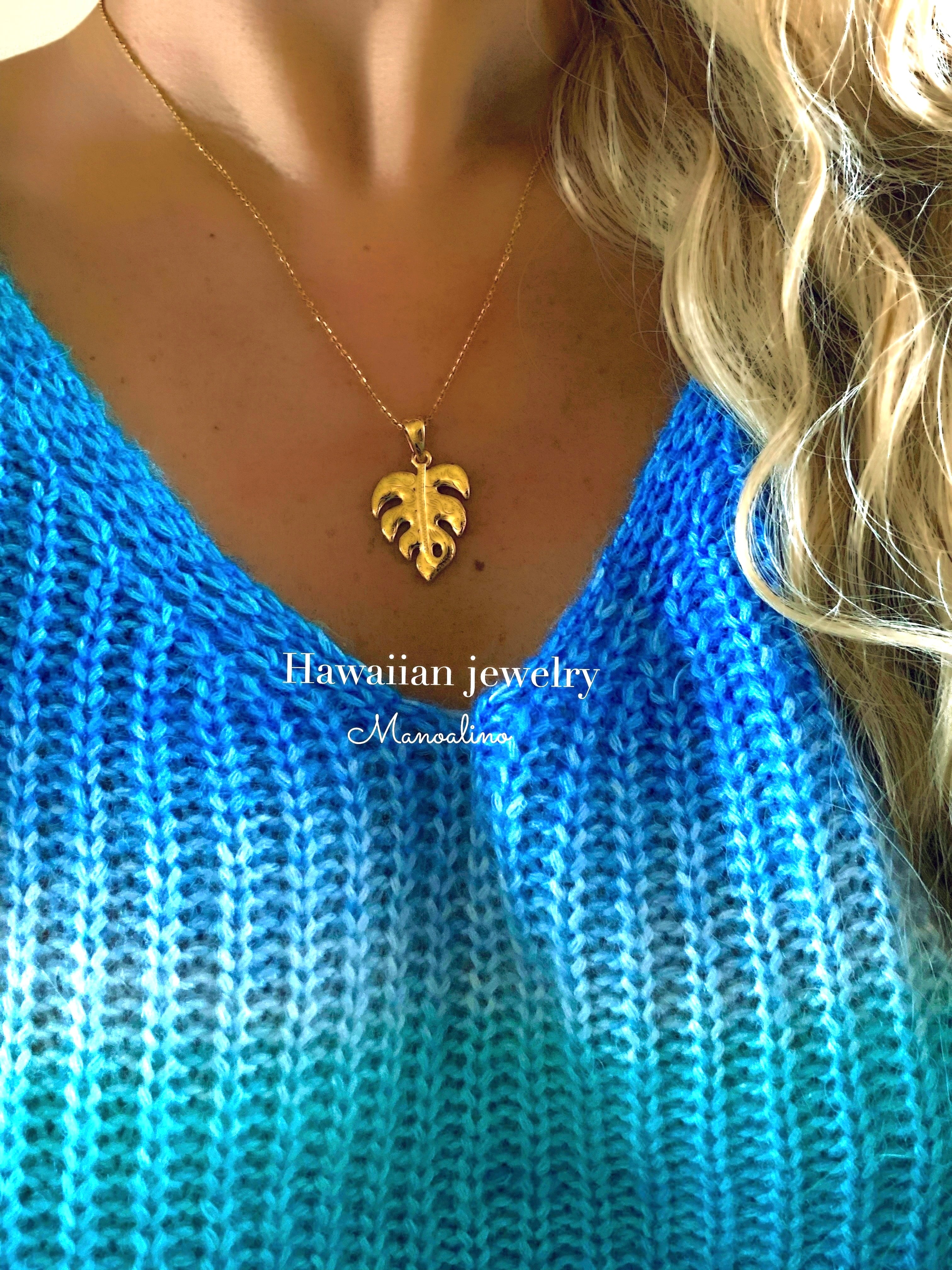 Large】Monstera necklace Hawaiianjewelry(ハワイアンジュエリー
