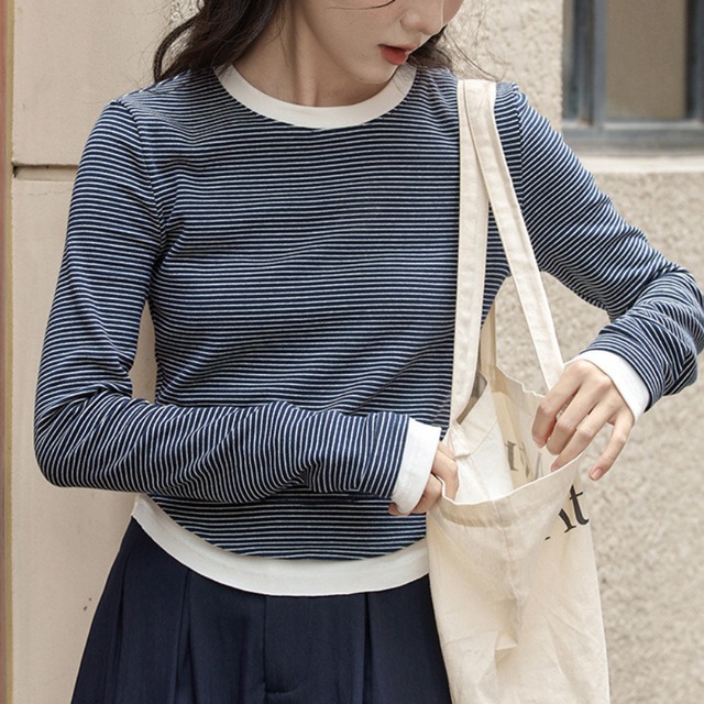 layered striped long-sleeve t-shirt J00068
