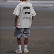 レタープリントダメージTシャツ A4241