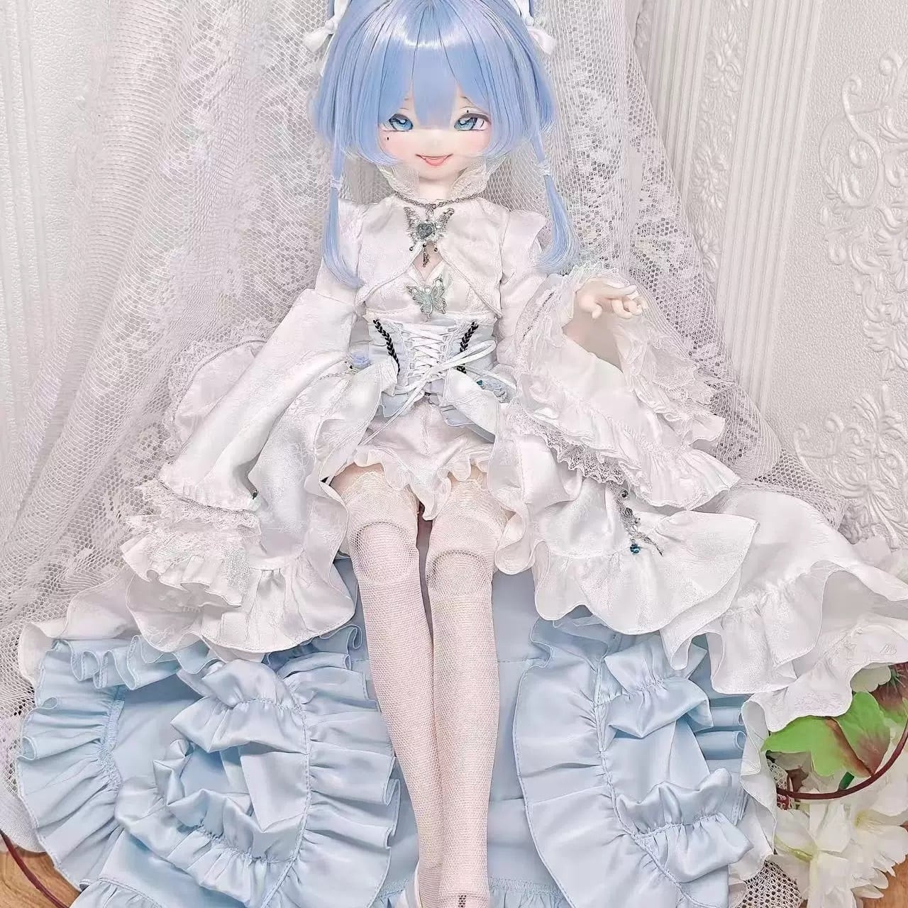 セット！ 白画潮玩大4分大1/4 mdd bjd 4分娃衣兔豆豆熊妹四分mdd 普四