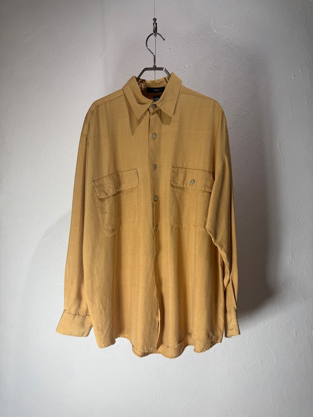 dead stock 90's "Phiz" mustard silk shirt