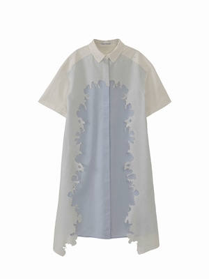 Layered shirt dress / white × baby blue / S15DR01 