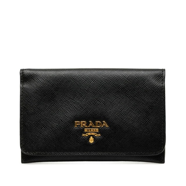プラダ カードケース 名刺入れ ブラック サフィアーノレザー レディース PRADA 【中古】